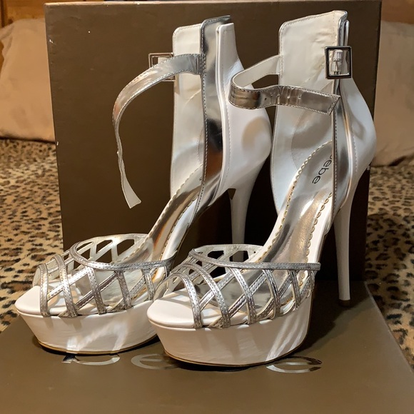 Bebe White and Silver Heels - Picture 3 of 3
